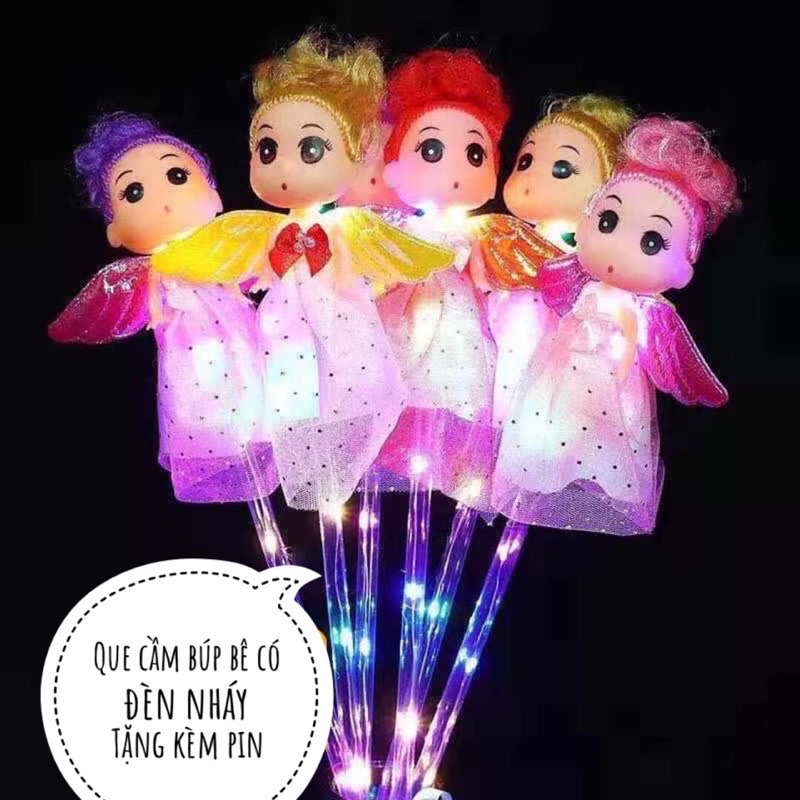 [Có sẵn pin] Gậy búp bê chibi, đũa công chúa phát sáng nhiều màu, đồ chơi cho bé - VPP Thiên Ái