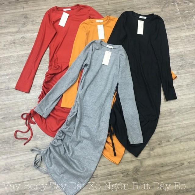 VÁY BODY TAY DÀI XỎ NGÓN RÚT DÂY THỜI TRANG XIXO - DAM0011