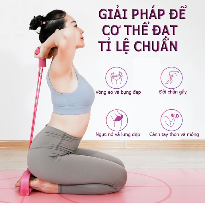 Combo 3 sản phẩm hỗ trợ tập yoga : 1 thảm 2 lớp 6mm + 1dụng cụ hỗ trợ tập bụng hình chữ T + 1 dây kéo cao su