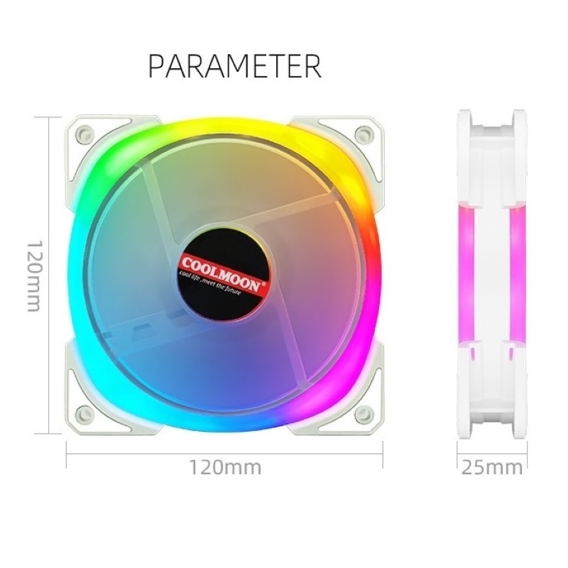 Quạt Led RGB Coolmoon SJ1 12cm cho máy tính - hàng nhập khẩu