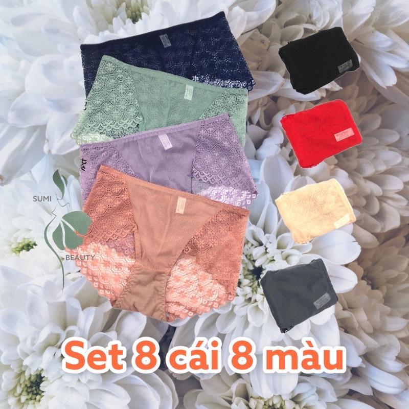 Set 8 quần lót nữ kháng khuẩn hàng Đài Loan lưng cao chất liệu mềm mại thoáng mát reng cực đẹp - M17101