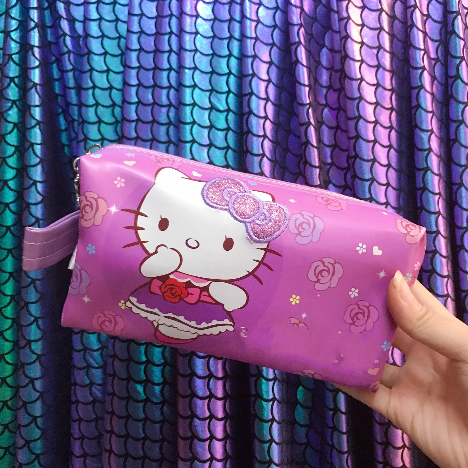BÓP VIẾT DA HÌNH MÈO CHE MIỆNG MÀU TÍM ( THÁI LAN ) - 1807KT09302100 (18.5x6x10cm)