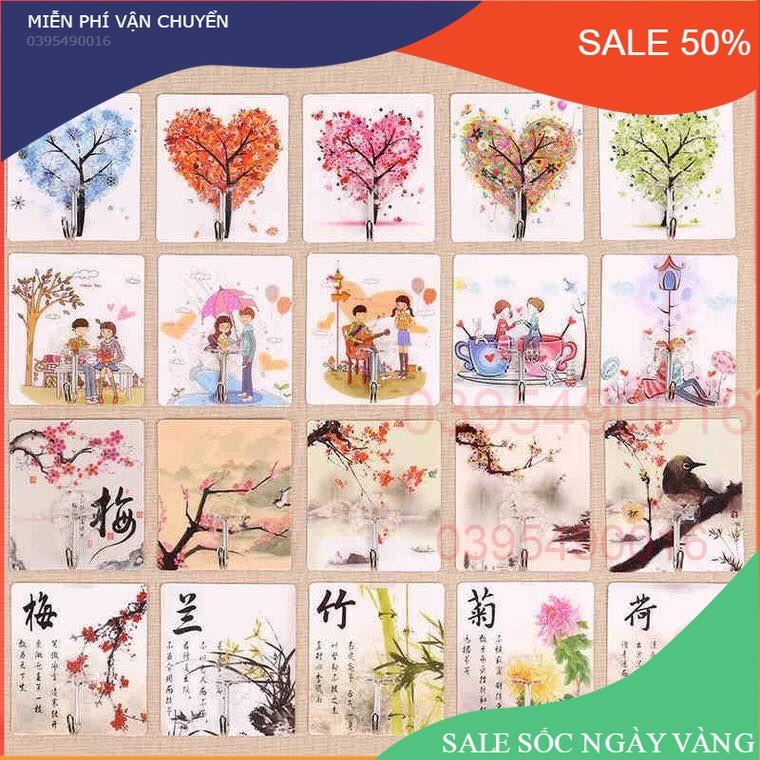 Móc dán tường chịu lực 20kg họa tiết 3D xoay 180 độ, Móc treo siêu dính tường phong thủy có hình ngộ nghĩnh
