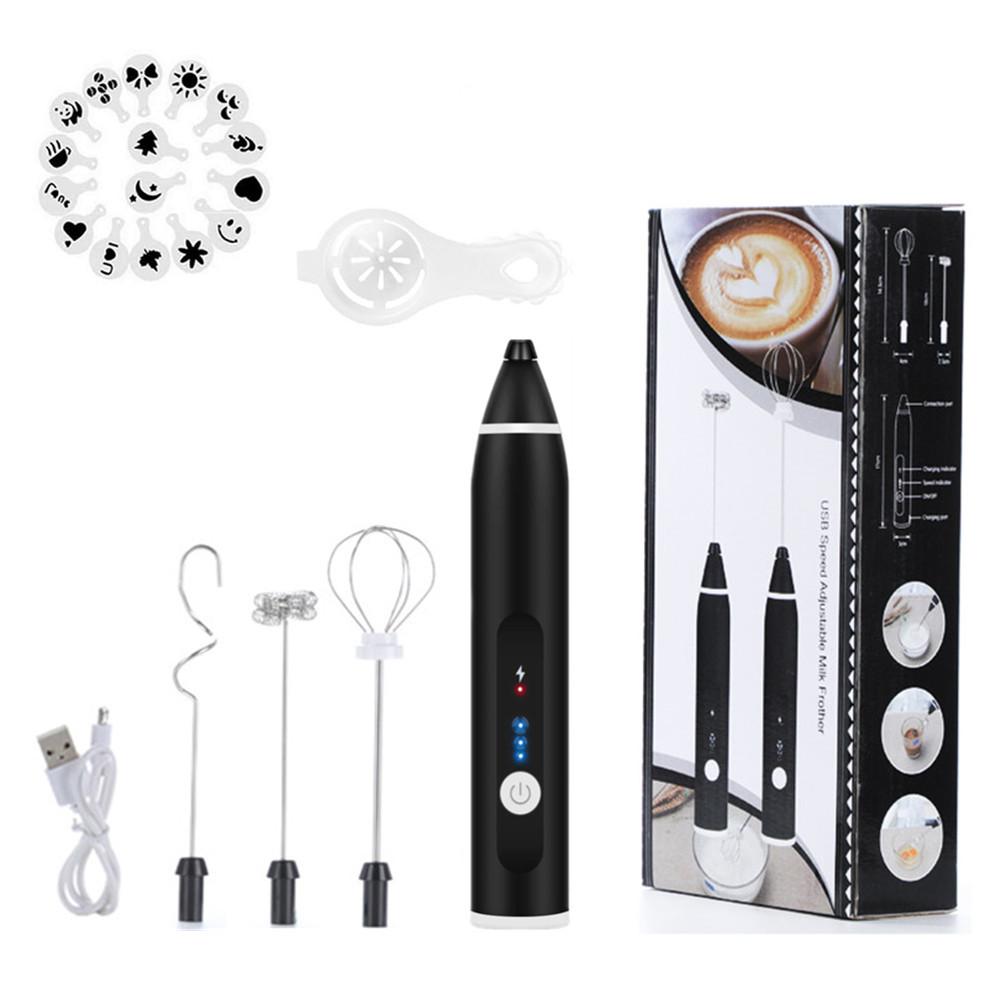 Điện Máy Trộn 3 Tốc Độ Bọt Sữa Máy Xay Sinh Tố Cầm Tay Khuấy USB Sạc Eggbeater Mini Sữa Rửa Mặt Foamer Đánh Cho Cappuccino Chocolate