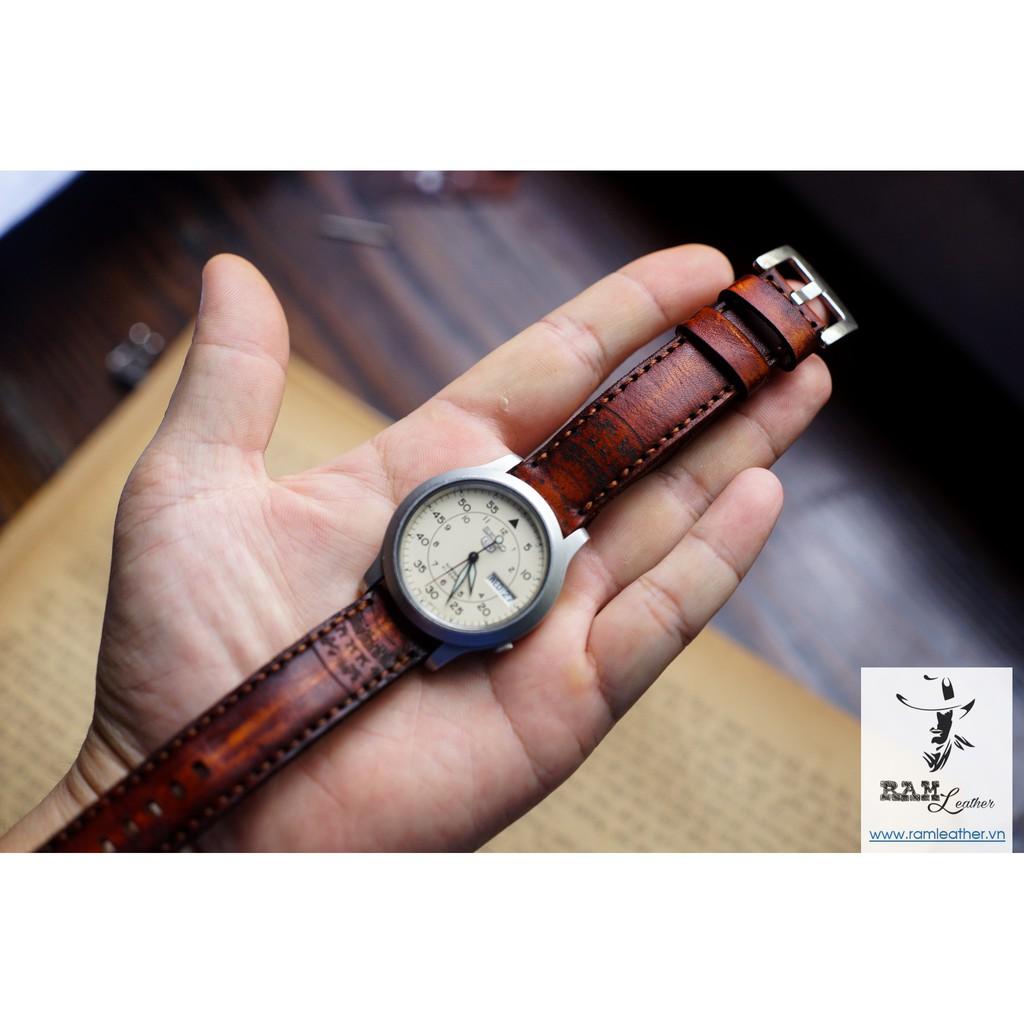 DÂY SEIKO5 37MM DA BÒ THẬT - SIZE 18 - CHÍNH HÃNG RAM LEATHER - P2