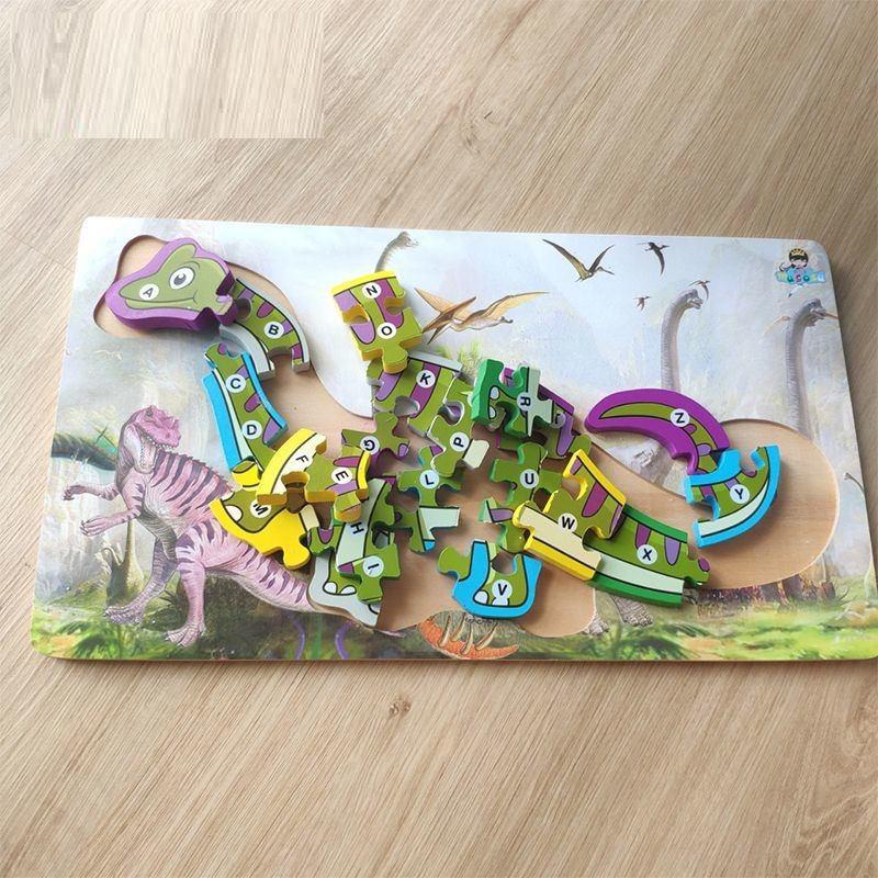 Bảng ghép hình khủng long kỳ thú bằng gỗ 26 chi tiết giúp kích thích sáng tạo từ trẻ
