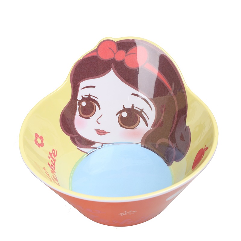 Chén ăn nhựa Melamine hình công chúa bạch tuyết Snow White Princess nổi 3D màu vàng cho bé gái - 78VNDP2479