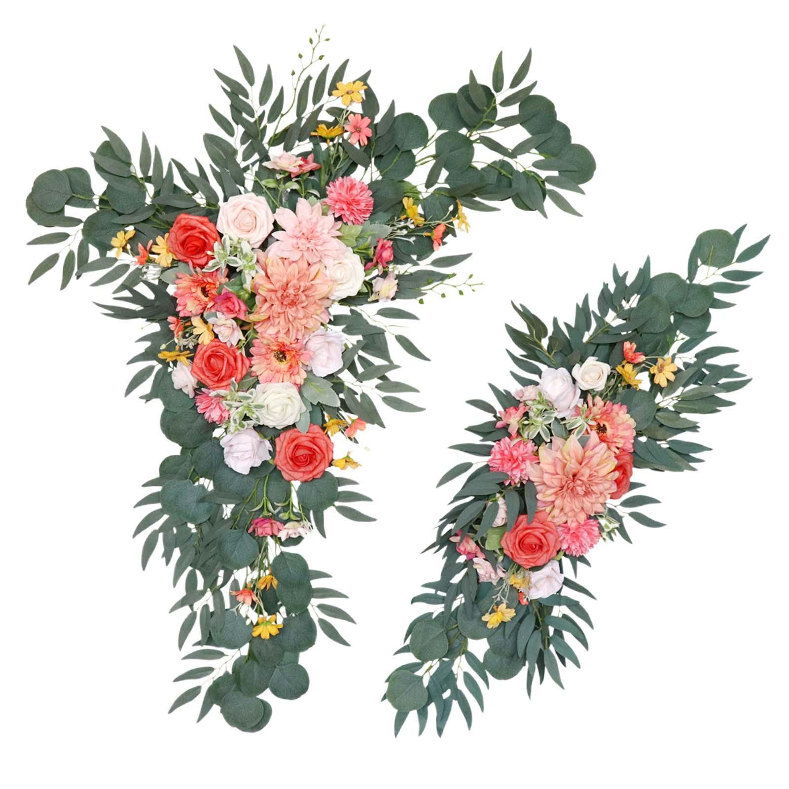 2Pcs Wedding Arch Flowers Rustic Arch Decor for Ceremony Reception Event