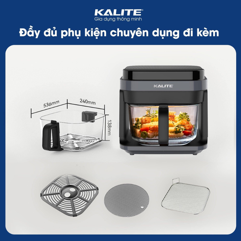 Hình ảnh Nồi Chiên Không Dầu Kalite KL6000 Mẫu 2023 Nhỏ Gọn Sang Trong Dung Tích 6 Lít Công Suất 1250 W - Hàng Chính Hãng