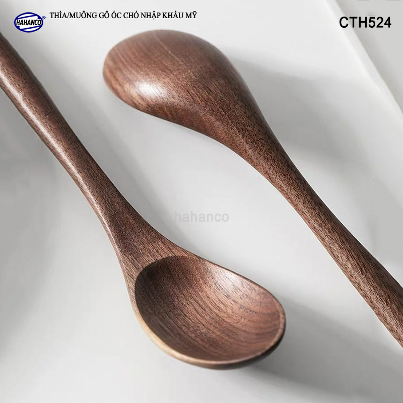 Thìa/Muỗng ăn súp gỗ Óc Chó CTH524 - Phụ kiện thìa gỗ vừa sử dụng chụp ảnh hoặc decor trang trí cho nhà hàng, món ăn