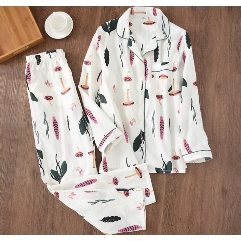 Pijama sau sinh, Đồ Bộ Bầu Cho Con Bú Azuno AZ2152 Chất Liệu Xô Nhật Mặc Hè Nhẹ Mát