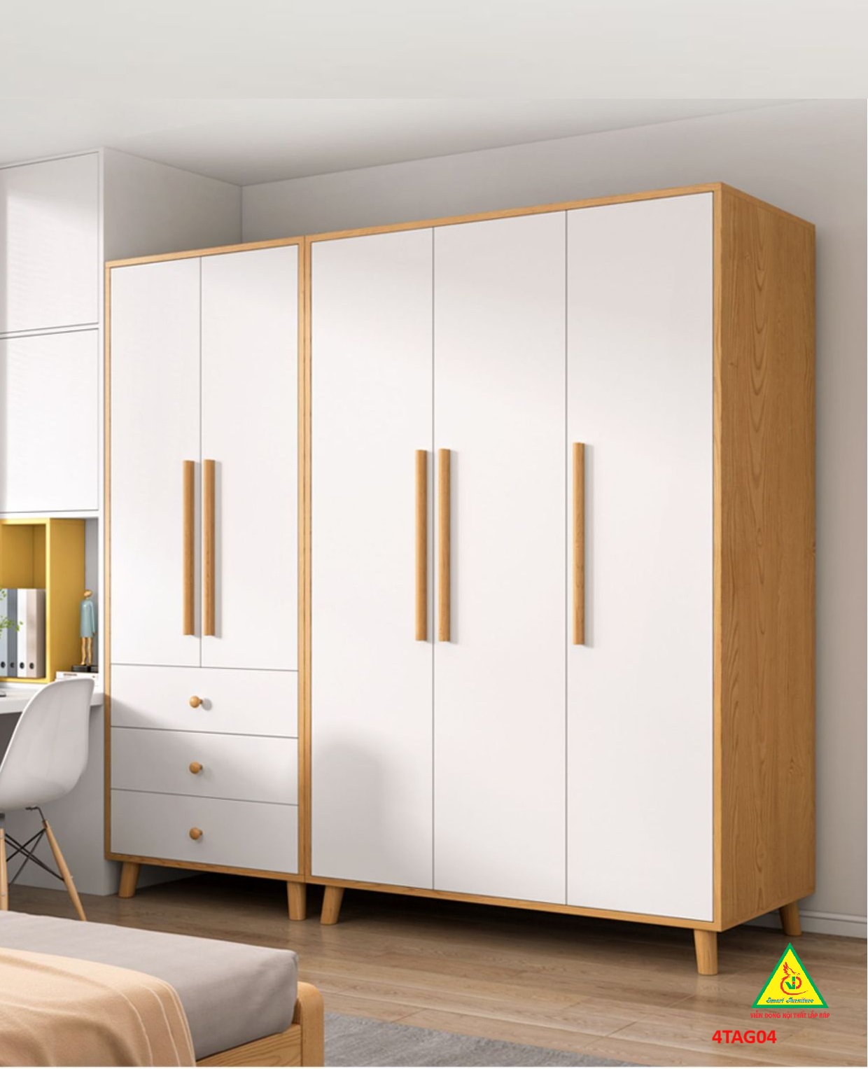 Tủ quần áo gỗ MDF 4TAG04 - Nội thất lắp ráp Viễn Đông ADV
