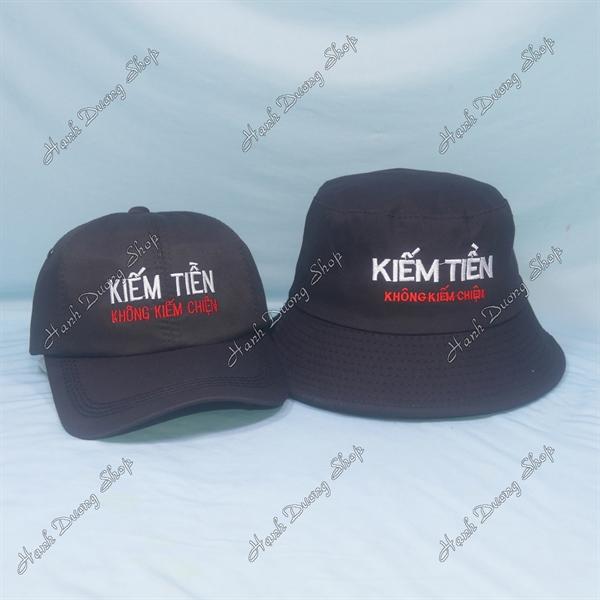 Set Nón Cặp Bucket &amp; Cap Kiếm Tiền Không Kiếm Chiện (TKC01); (KKT01) - Đen