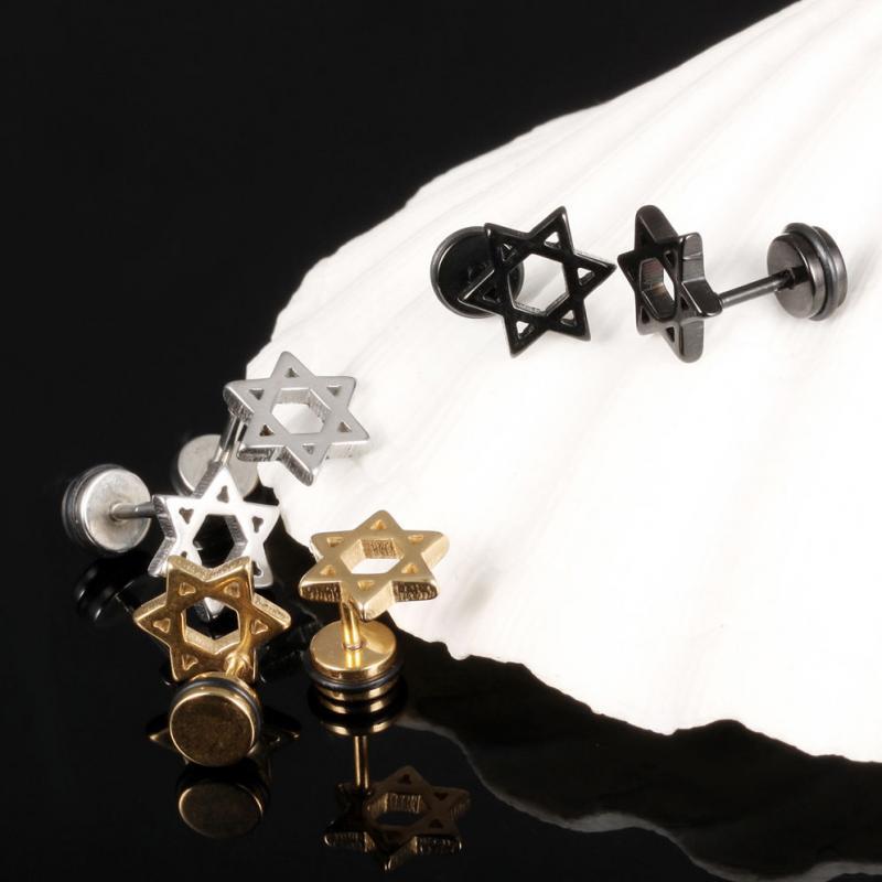 Pack of 3 Pairs Star of  361L Stainless Steel Ear Stud Earrings Screw