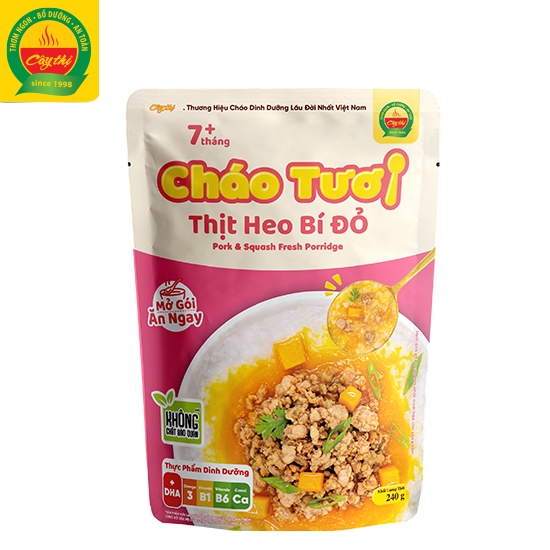 Combo 4 Gói Cháo Tươi Cây Thị Vị: Cá Hồi, Lươn Đậu Xanh, Thịt Bò, Thịt Heo