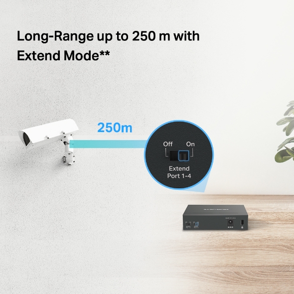 Bộ Switch Chia Mạng Mercusys MS105GP 5 Cổng 10/100/1000Mbps với 4 Cổng PoE+ - Hàng Chính Hãng