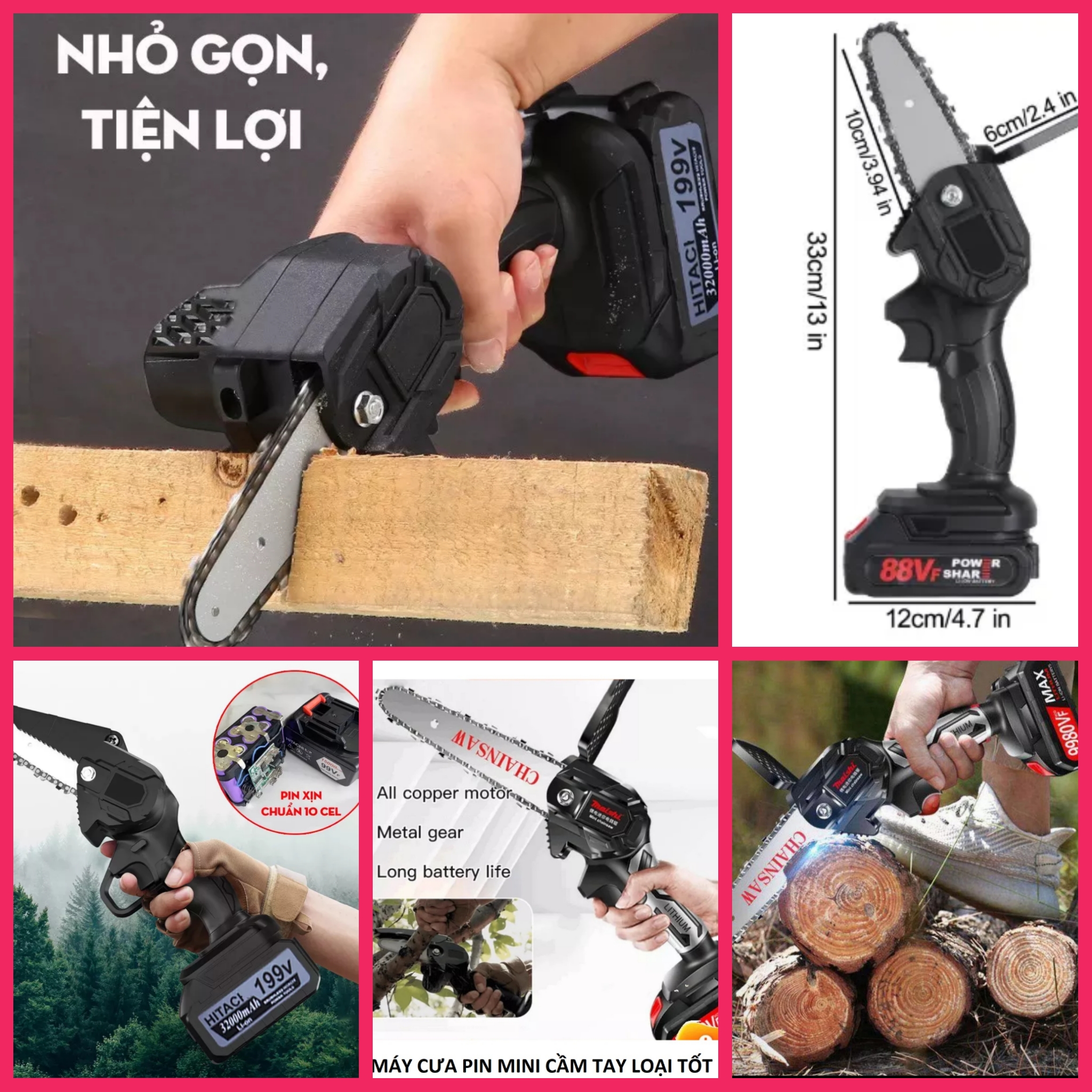 1 MÁY CƯA GỖ CƯA CÂY CẮT CÀNH ĐA NĂNG SỬ DỤNG PIN TIỆN DỤNG HÀNG CHUẨN