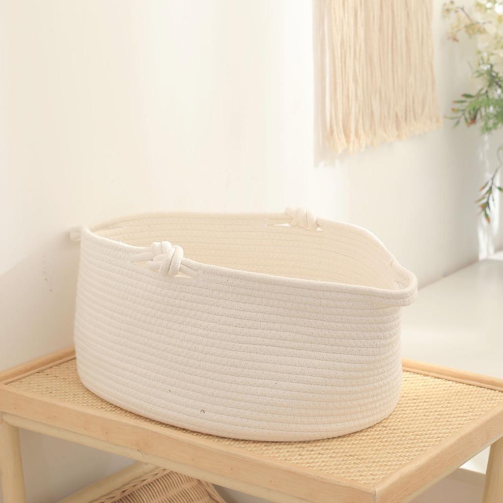 Homyl Oval Cotton Rope Woven Basket Laundry Hamper for Sundries Toys