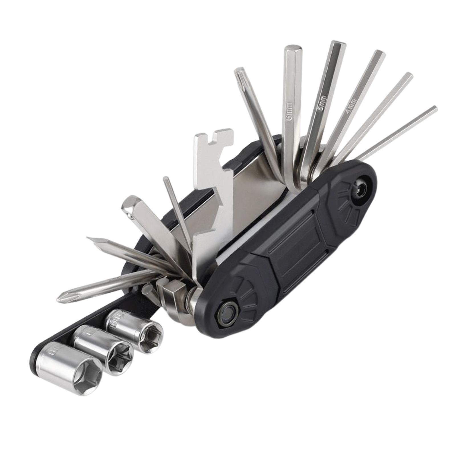 16 in 1 Bike Tire Repair Wrench Tool Multifunctional for Travel Repairing