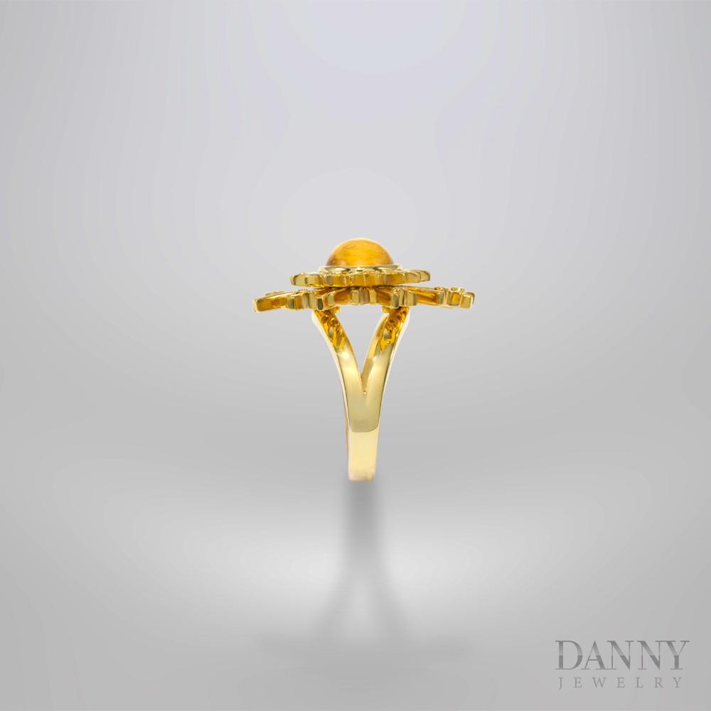Nhẫn Nữ Danny Jewelry Bạc 925 Xi Vàng 18k Đính Đá Citrine Hoa Hướng Dương KI1GHZ001