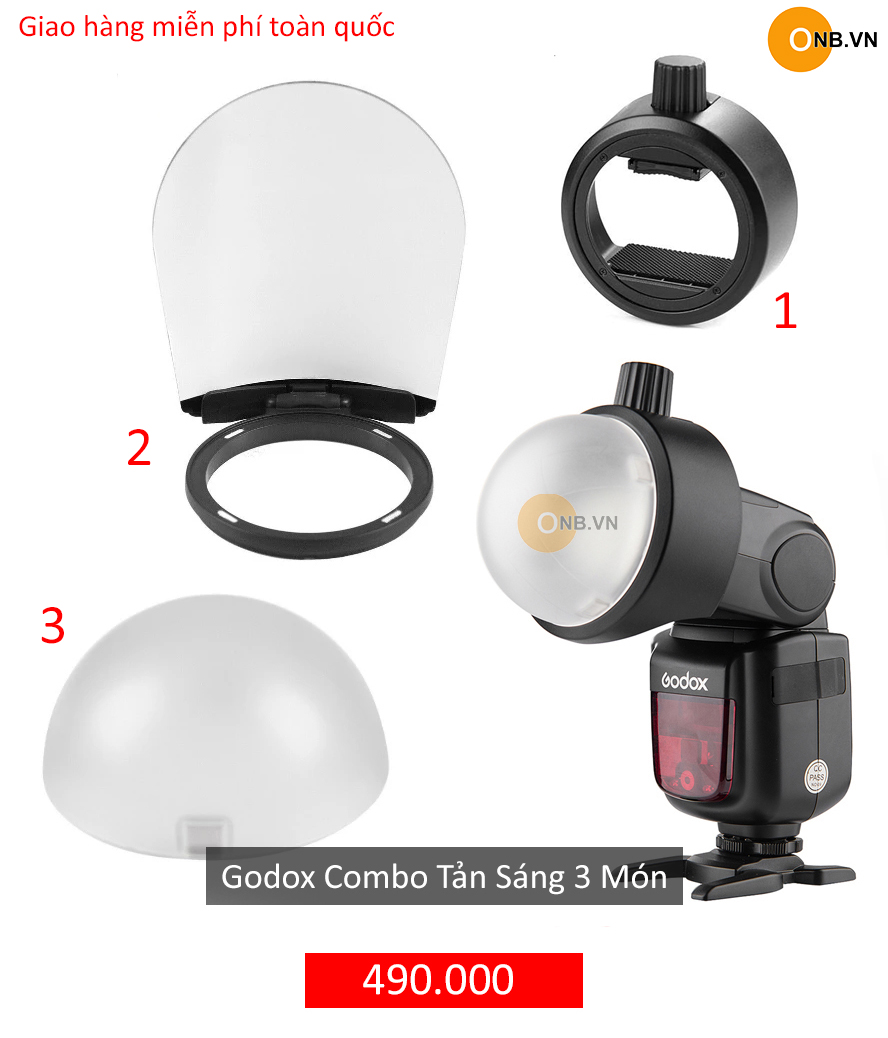 Combo 3 món tản sáng Godox AK-R11 R12 và ngàm gắn