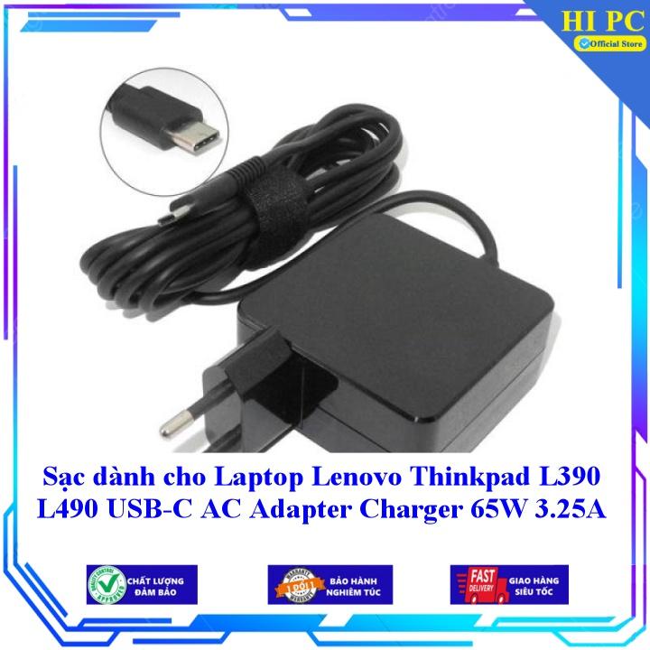 Sạc dành cho Laptop Lenovo Thinkpad L390 L490 USB-C AC Adapter Charger 65W 3.25A - Kèm Dây nguồn - Hàng Nhập Khẩu