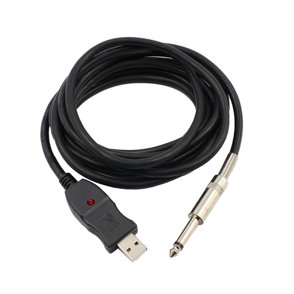 USB Guitar Cable Male to 6.5mm Studio Audio Connector Cord