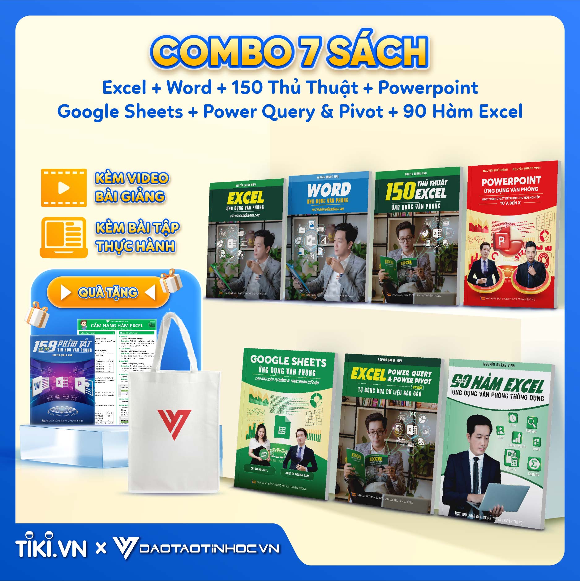 Combo 7 sách Word - Excel - Powerpoint - Google Sheet - 150 TT - Power Query - 90 Hàm Excel ĐÀO TẠO TIN HỌC Ứng Dụng Văn Phòng Thông Dụng