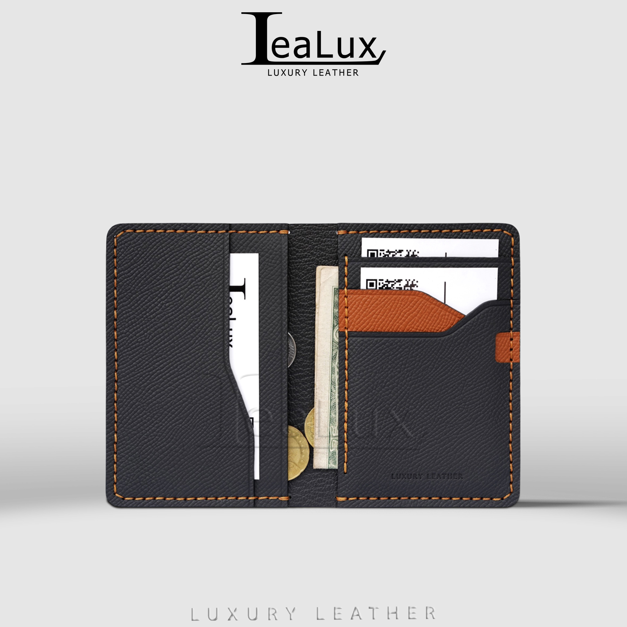 Ví Đựng Thẻ Nam Nữ Da Epsom Handmade Lealux Mini Epsom Wallet 1 - Màu Đen