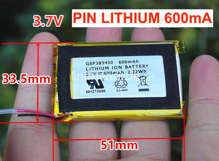 Pin lithium 3.7V 600mA 2.22Wh có mạch bảo vệ mới 100% dùng cho loa Bluetooth DIY - LK0385