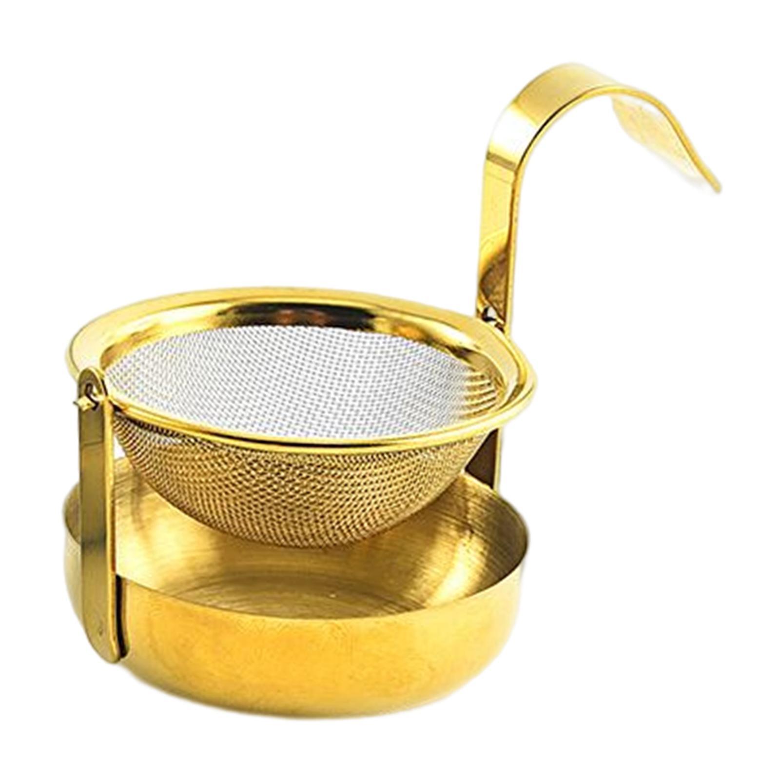 Rotating Tea Strainer  with Handle Teaware Tea Accessories golden
