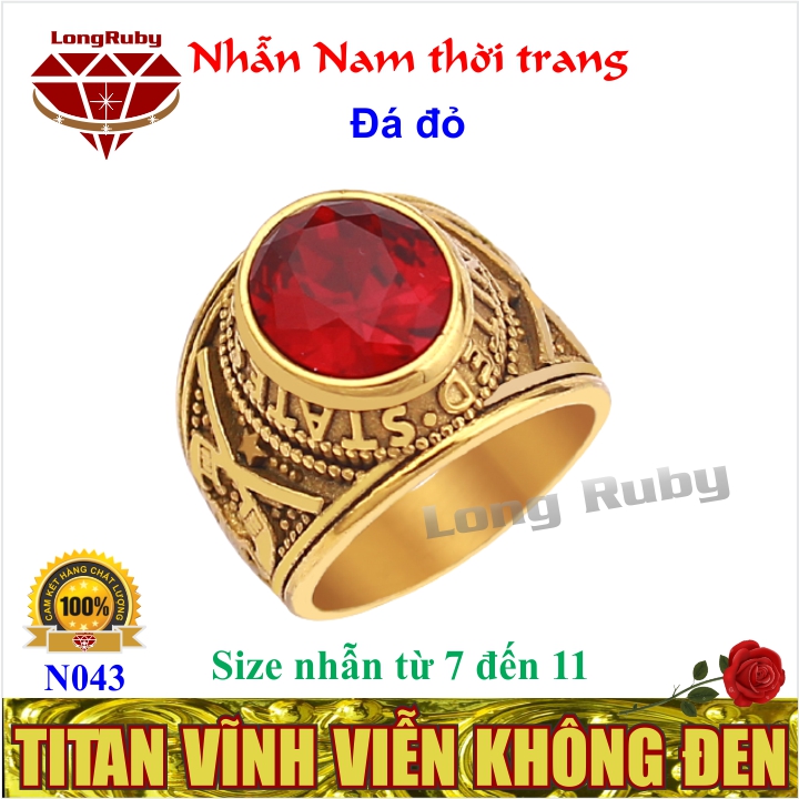 NHẪN TITAN HẢI QUÂN MỸ MẠ VÀNG ĐÁ ĐEN | NHẪN MỸ HẢI QUÂN - N043B