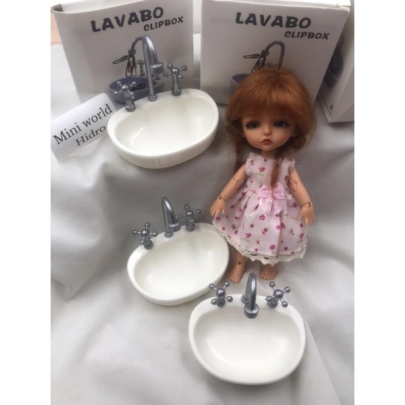 Mô hình Lavabo bồn rửa tay mini trang trí nhà búp bê Barbie tỉ lệ 1/6, 1/8, 1/12