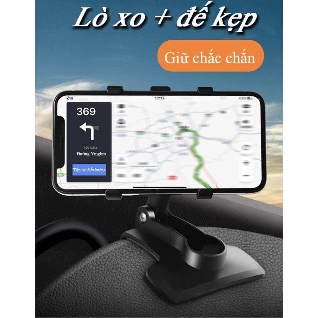 Giá đỡ điện thoại xoay 360 độ trên xe hơi Lò xo + đế kẹp - AsiaMart