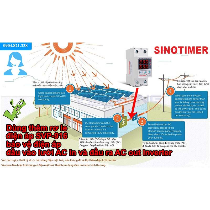 Rơ le bảo vệ điện áp cho hệ thống Solar NLMT (bảo vệ thiết bị, bảo vệ inverter...) Sinotimer SVP series - Điện áp, Dòng điện