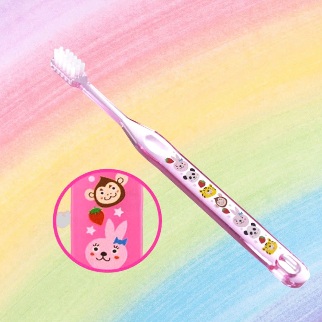 Set 2 Cây Bàn Chải Đánh Răng Cho Bé 04~09 Tuổi DKH – 285AP Màu Hồng Động Vật