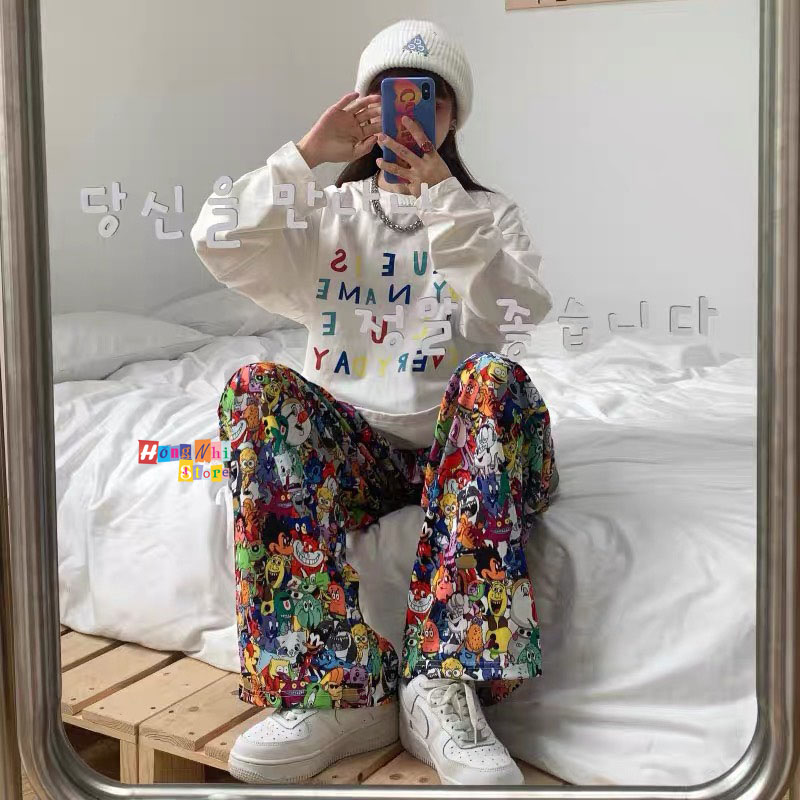 Quần Hoạt Hình Dài Ống Rộng Cartoon Pant V2 Oversize Ulzzang Unisex - MM