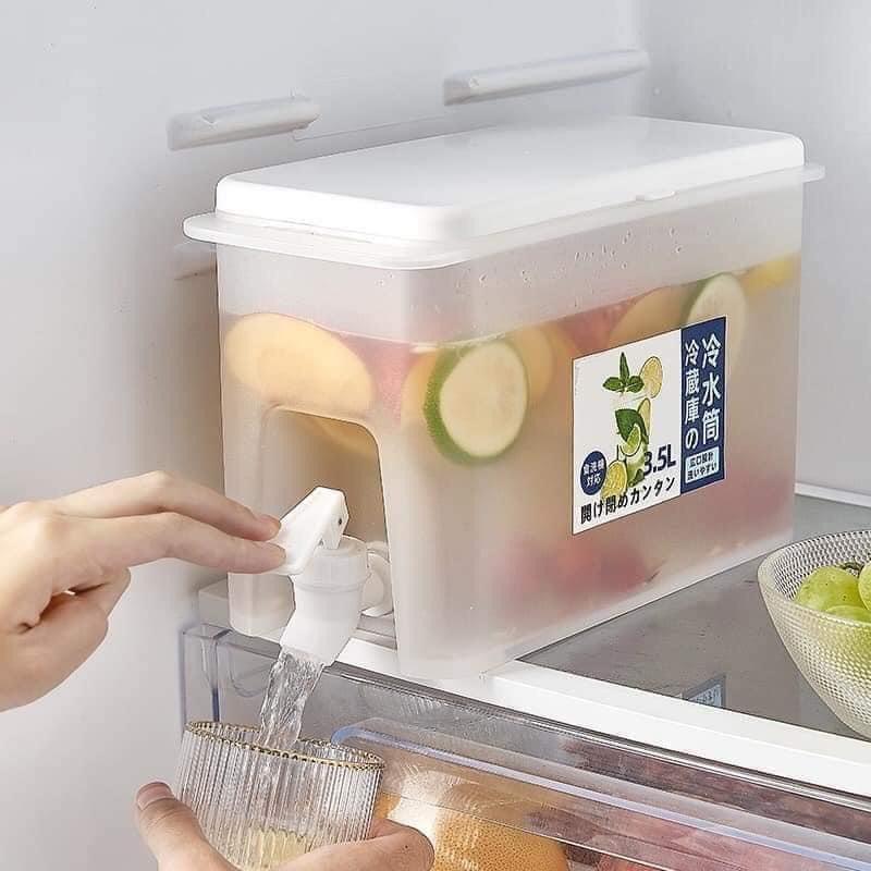 Bình nước 3,5 lít có vòi để tủ lạnh cao cấp, đựng nước trái cây, đựng trà tiện lợi, đa năng loại 1 dày dặn