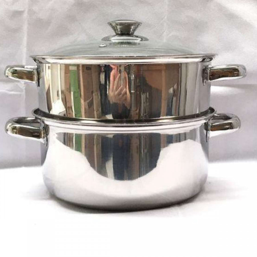 Bộ Nồi Xửng Hấp Inox 1 Đáy Nắp Kính Fivestar Tặng 2 Muỗng Canh (24cm)