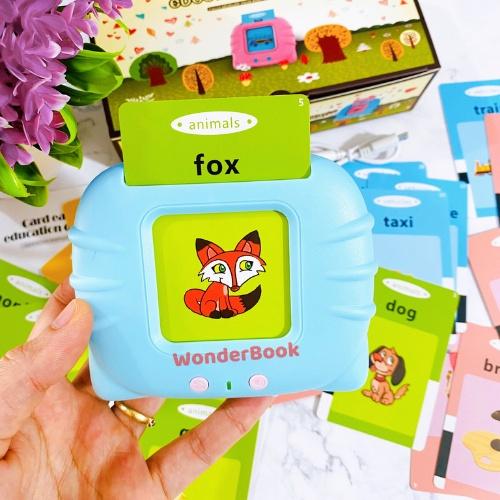 Máy Đọc Thẻ Flashcard Tiếng Anh Cho Bé- 112 thẻ 224 từ vựng Happu world- Sạc cổng USB không sóng điện từ