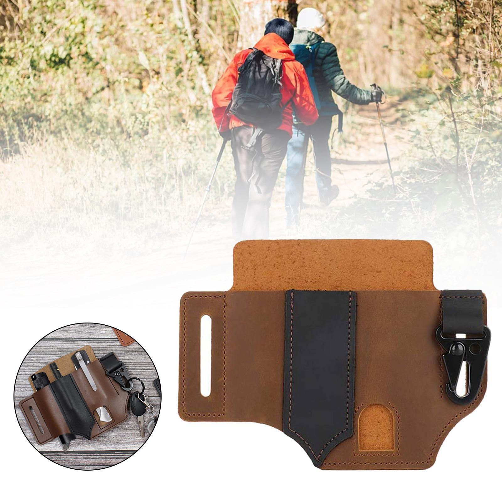 Leather Sheath for Belt, Multitool Sheath with Loops, Pocket Organizer for Men, Flashlight Holder Sheath Tool Pouch for Gears