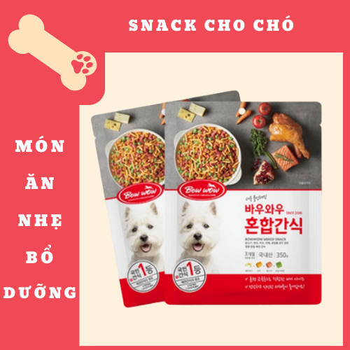 Snack Hỗn Hợp Cho Chó Bowwow Hàn Quốc - Bánh thưởng cho chó ngăn ngừa béo phì | Chăm sóc mắt, da và lông