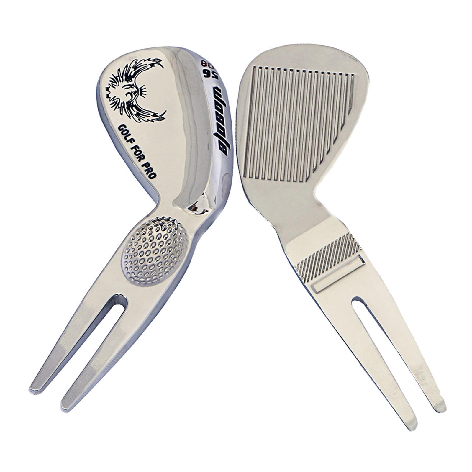 2-3pack Lightweight Golf Putting Green Repair Tool Divot Fork Pitchfork Silver