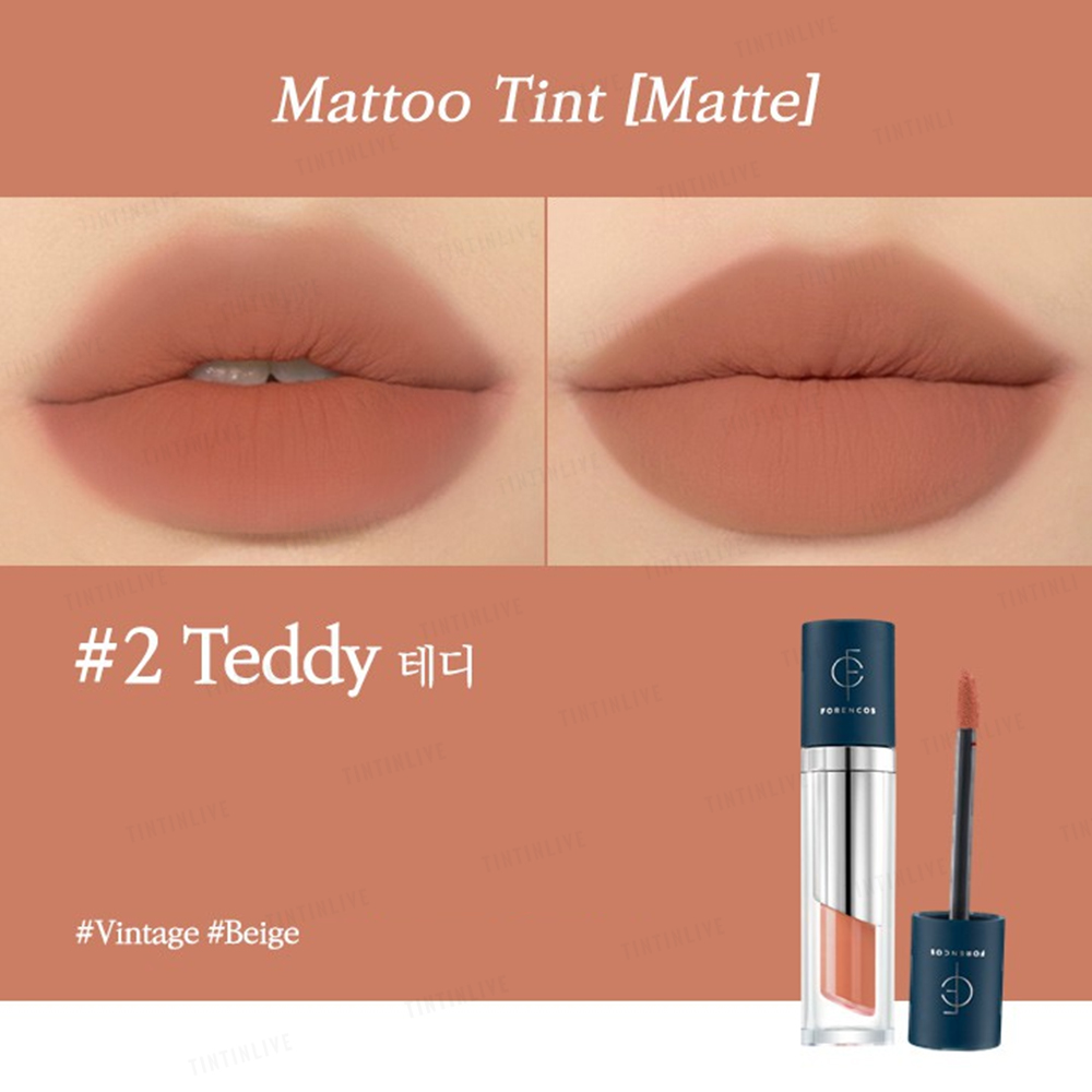 Son kem lì FORENCOS Lip Tattoo MATTOO Tint, trọn bộ 6 màu tươi sáng