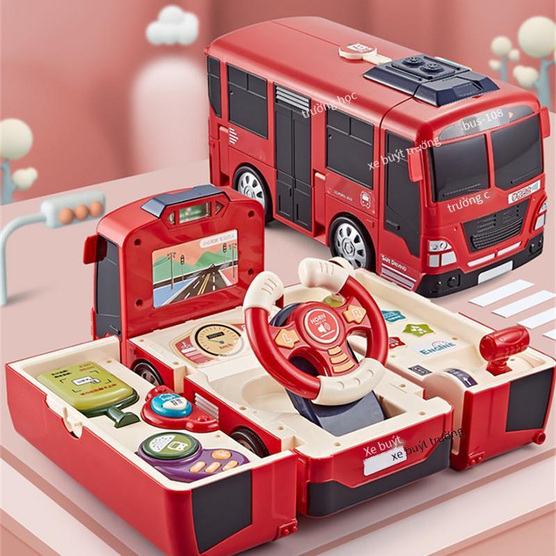 Phong cách mới nhất thông minh giáo dục sớm xe buýt bé biến dạng xe buýt xe ô tô lớn quà tặng mô phỏng giả đồ chơi lái xe