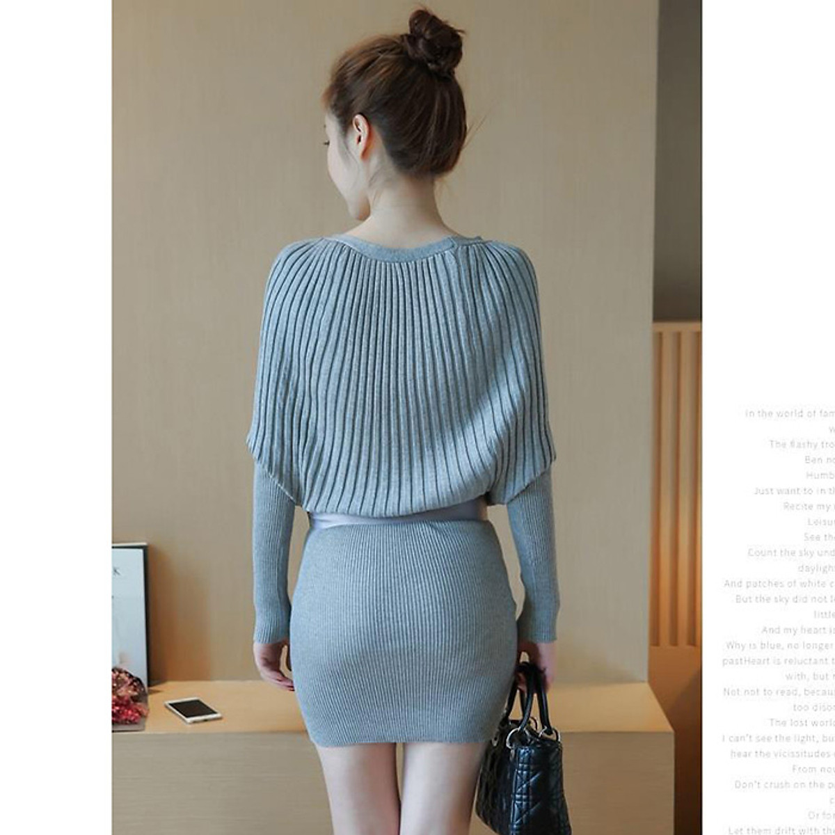 Đầm len dáng ôm tay cánh rơi trẻ trung