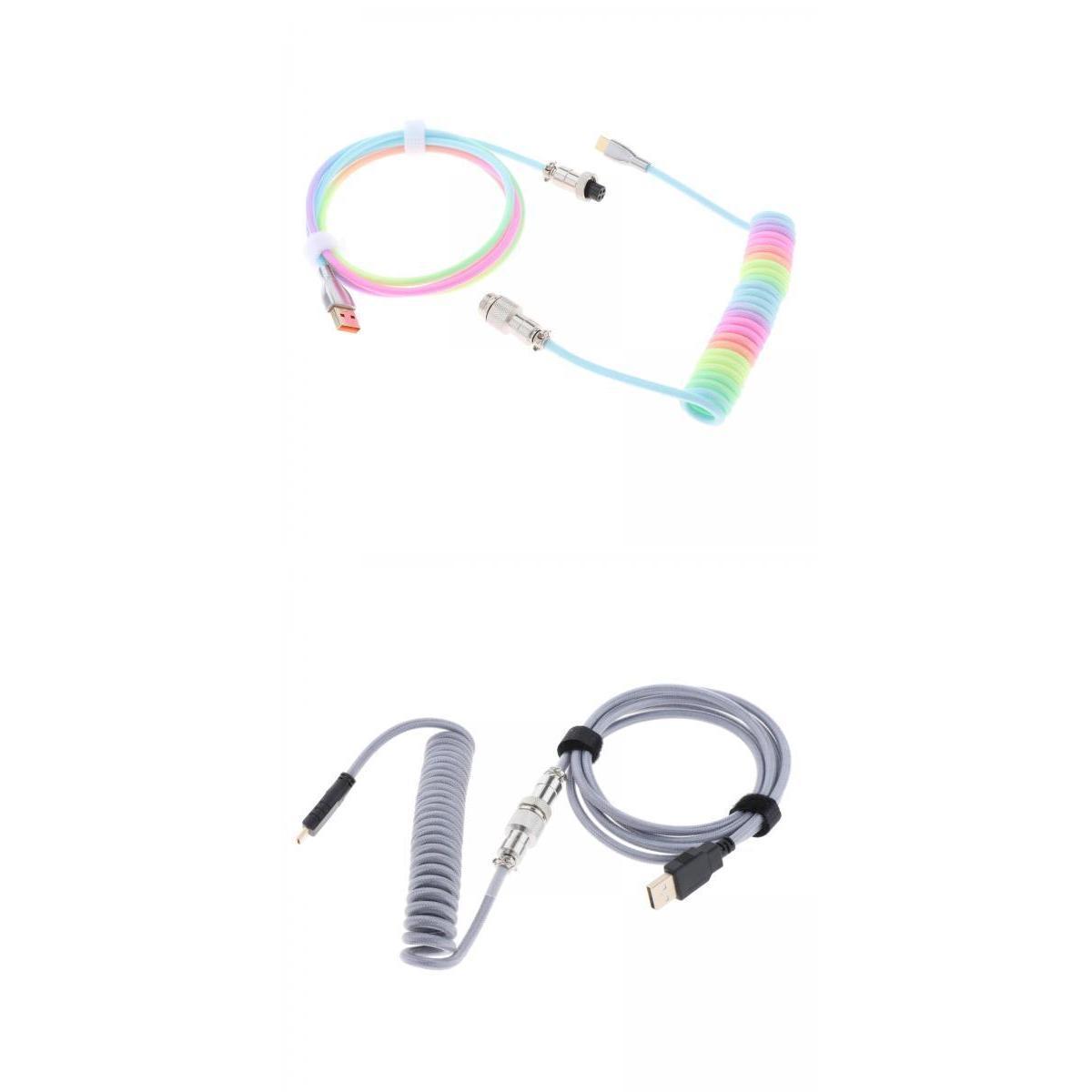 1.8M Coiled Cable Wire Mini Micro USB/ for Mechanical Keyboard Game Console