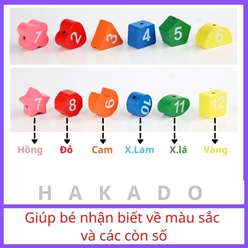 Đồ chơi gỗ đồng hồ xâu hạt thả hình phát triển kỹ năng cho bé