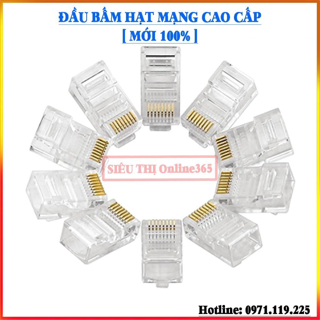 Combo 100 Hạt Đầu Bấm và Đầu Chụp Dây Mạng RJ45 Cao Cấp - Mới 100%