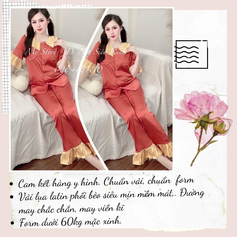 Đồ ngủ nữ dễ thương form tiểu thư, bộ lụa latin tay lửng quần dài freesize dưới 60kg MY STORE S33